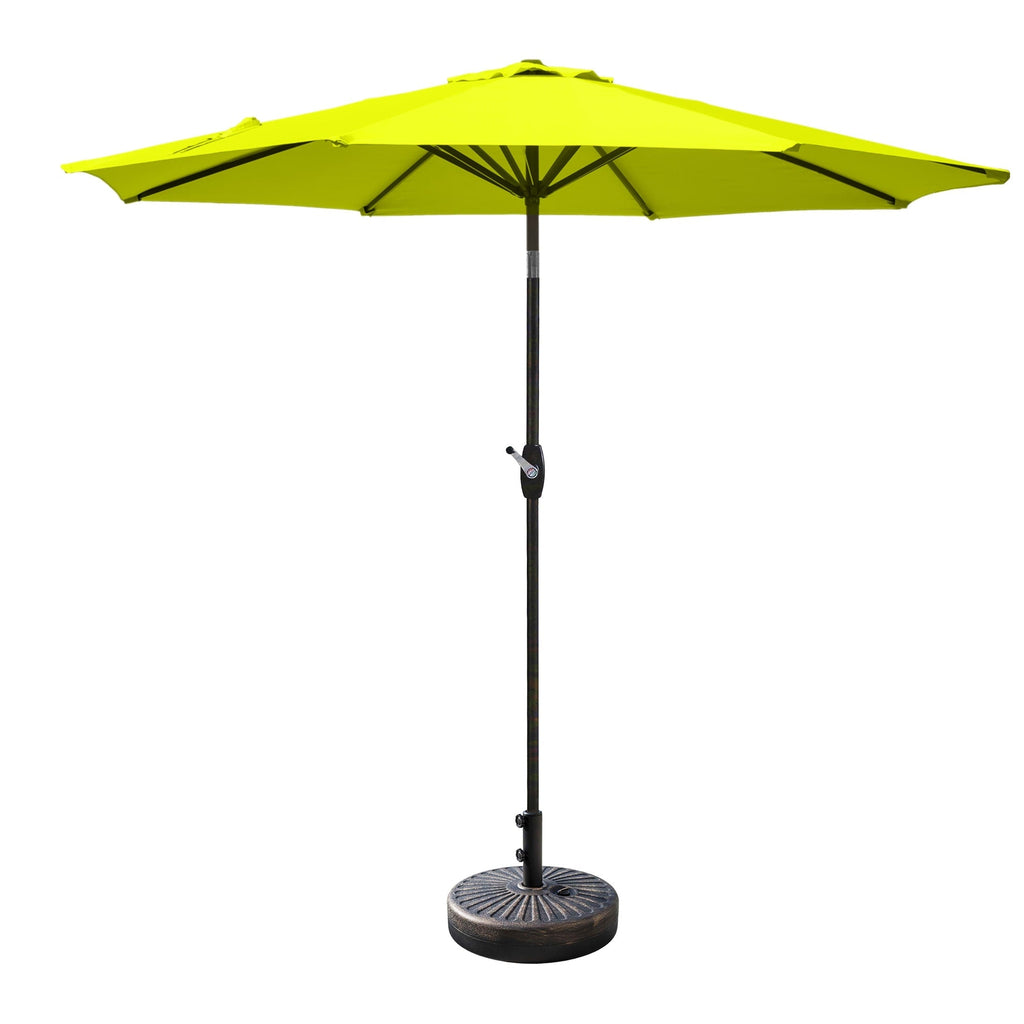 Parasol de patio Lopes de 9 pieds avec base en finition bronze et support de poids inclus