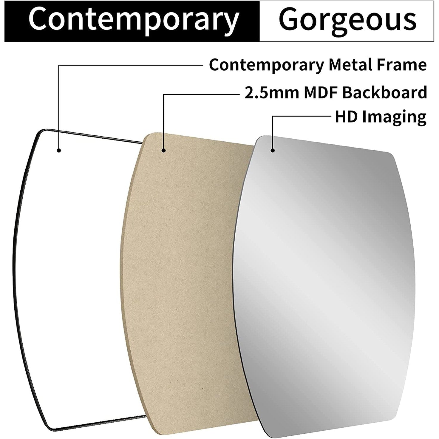 Miroir mural oblong en métal MacLuu