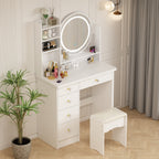 Ensemble coiffeuse avec miroir tactile et tabouret