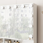 Coiffeuse avec miroir à trois volets et éclairage certifié, plateau en verre