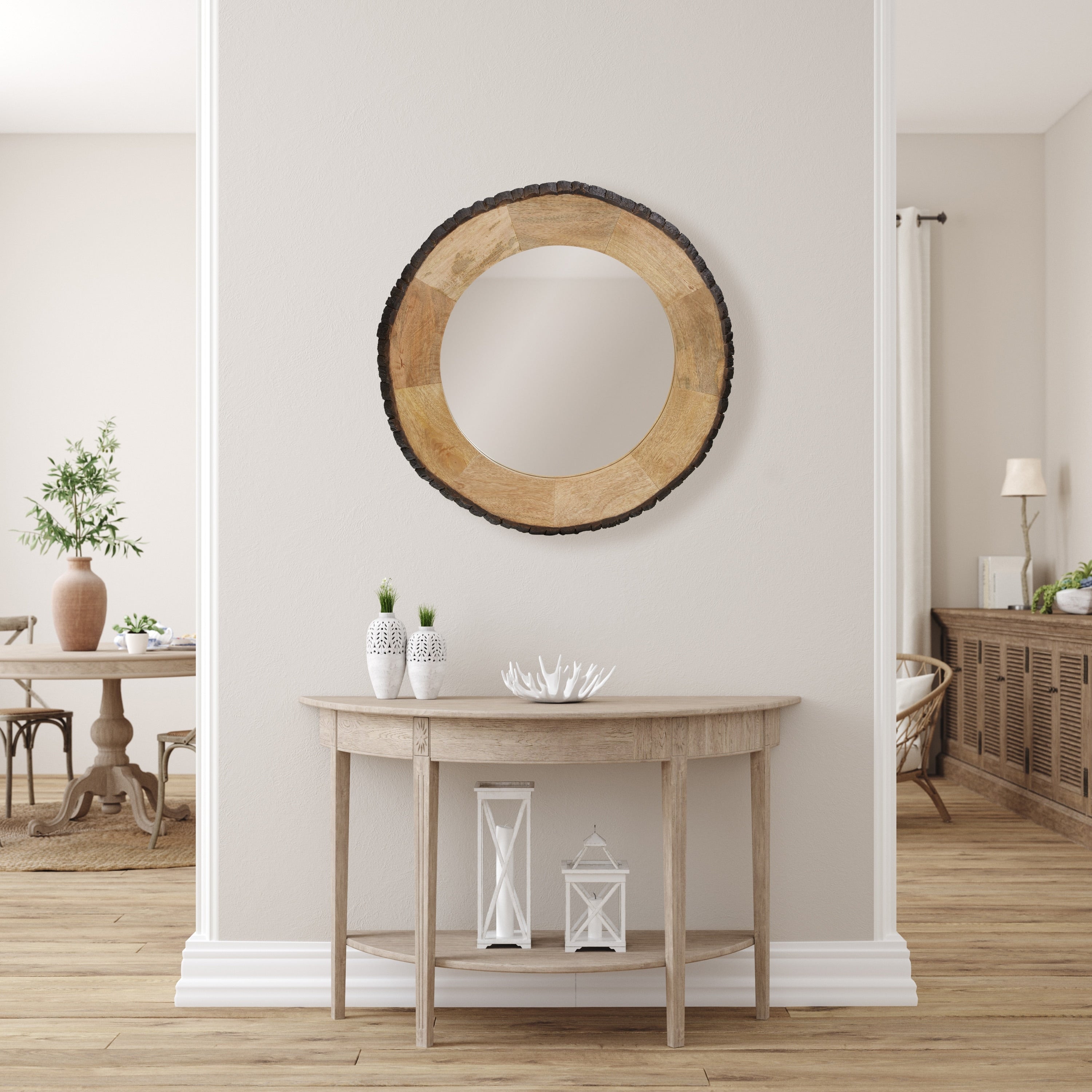 Miroir mural rond en bois Meredith, finition Live Edge, par River of Goods - 30,5 x 1 x 30,5