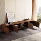 Meuble TV moderne du milieu du siècle avec 4 portes et rangements, compatible avec les téléviseurs jusqu'à 100 pouces, idéal pour le salon