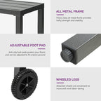 Table de bar en métal Moasis Patio avec roulettes