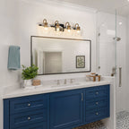 Appliques murales modernes à 3/4 lumières pour salle de bain, à intensité variable, avec abat-jour en verre