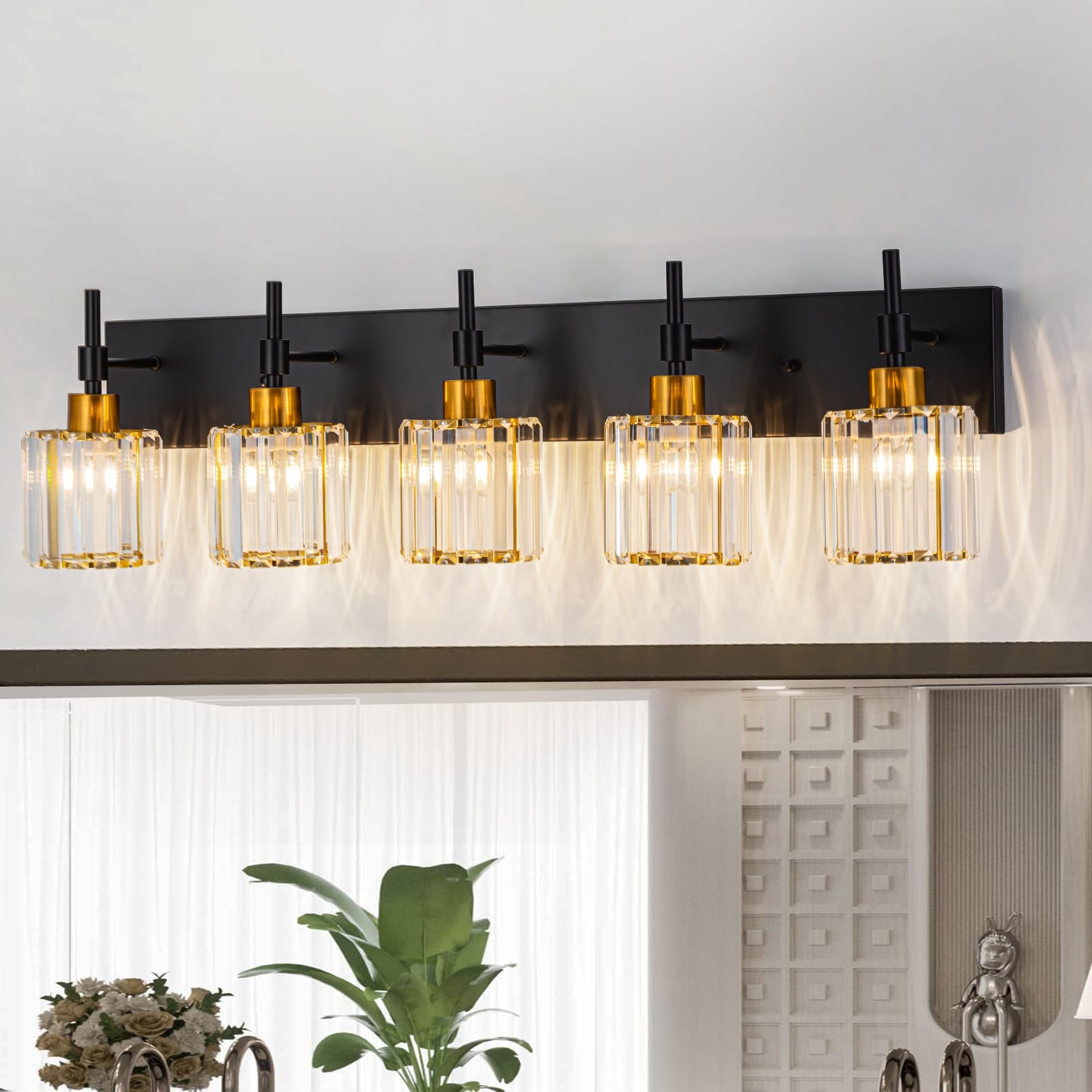 Appliques murales modernes à intensité variable pour salle de bain avec abat-jour en cristal