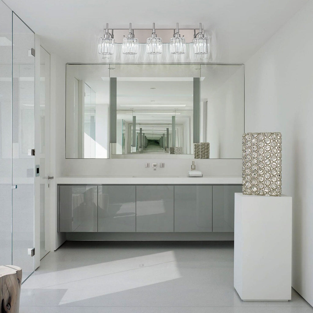 Appliques murales modernes à intensité variable pour salle de bain avec abat-jour en cristal