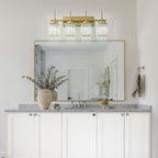 Applique murale moderne dorée à intensité variable, style cylindre glamour pour salle de bain, en cristal, pour meuble-lavabo