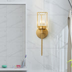 Applique murale moderne dorée à intensité variable, style cylindre glamour pour salle de bain, en cristal, pour meuble-lavabo