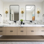 Applique murale moderne dorée à intensité variable, style cylindre glamour pour salle de bain, en cristal, pour meuble-lavabo