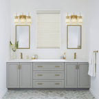 Applique murale moderne dorée à intensité variable, style cylindre glamour pour salle de bain, en cristal, pour meuble-lavabo