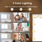 Miroir de maquillage pliable blanc moderne avec éclairage réglable - 40,2 x 54,1