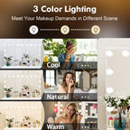 Miroir de maquillage pliable blanc moderne avec éclairage réglable - 40,2 x 54,1