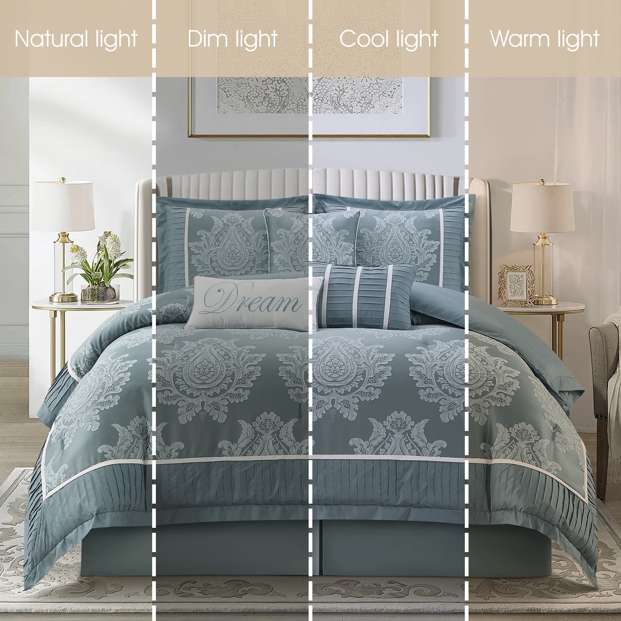 Ensemble de couette traditionnelle damassée Nanshing Tiana 7 pièces