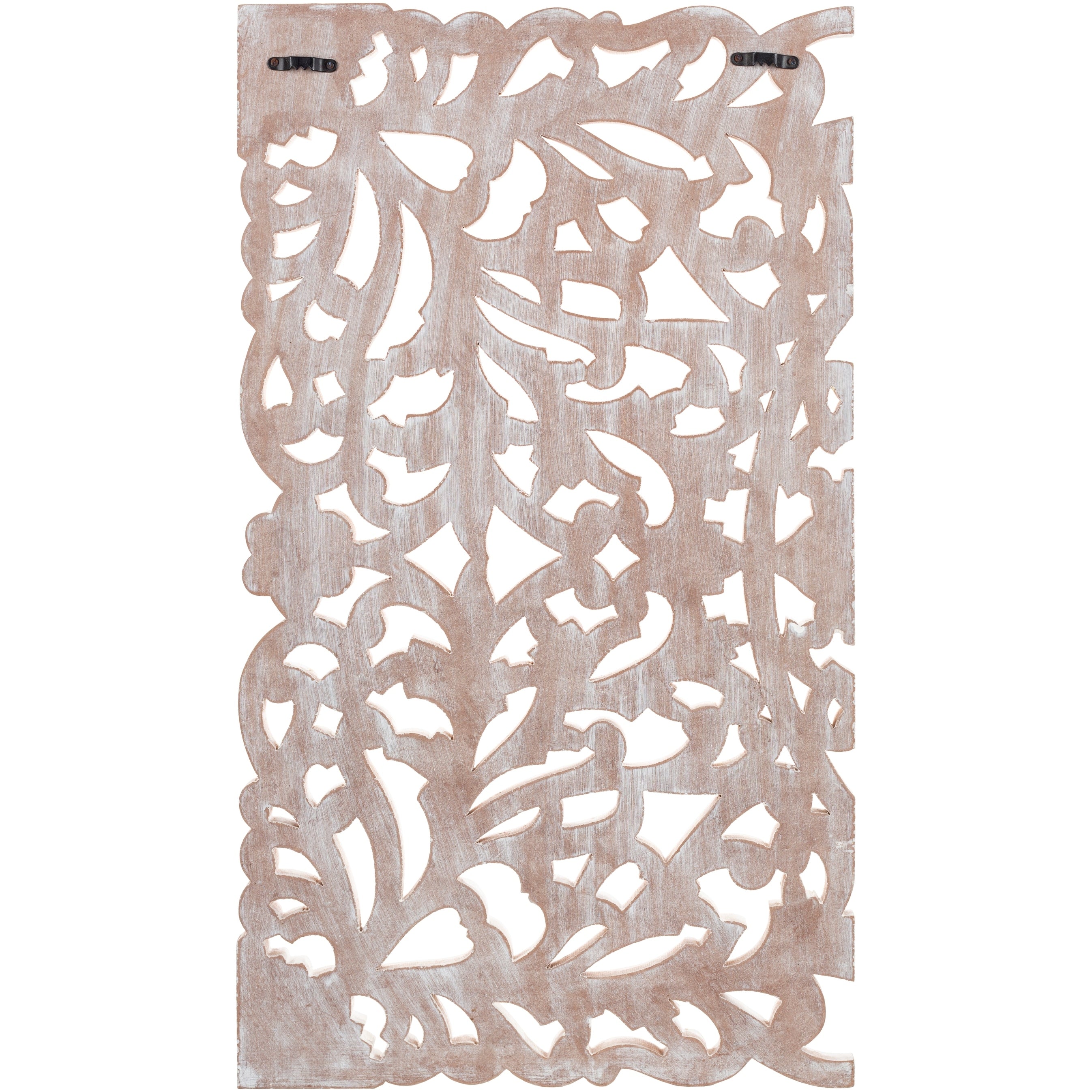 Décoration murale à 3 panneaux en bois naturel sculpté à la main Norma Floral 48 x 28 pouces