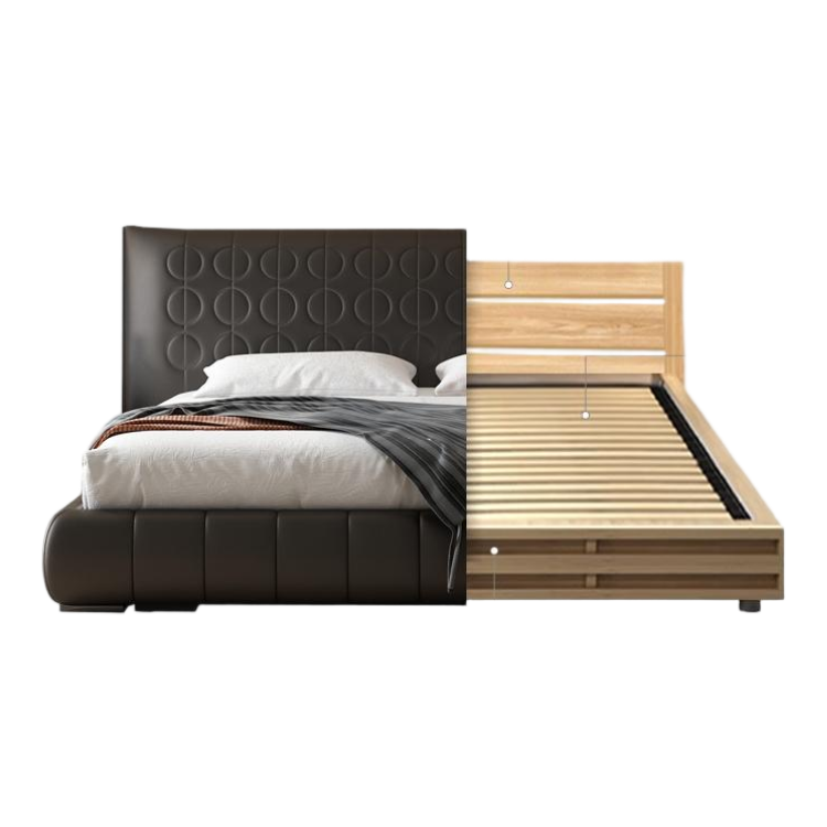 Dark Rum Leather Bed