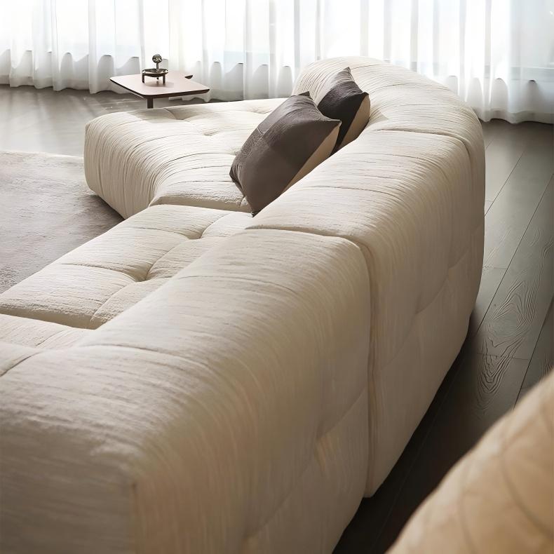 Almond Cream Curved Sectional Sofa
