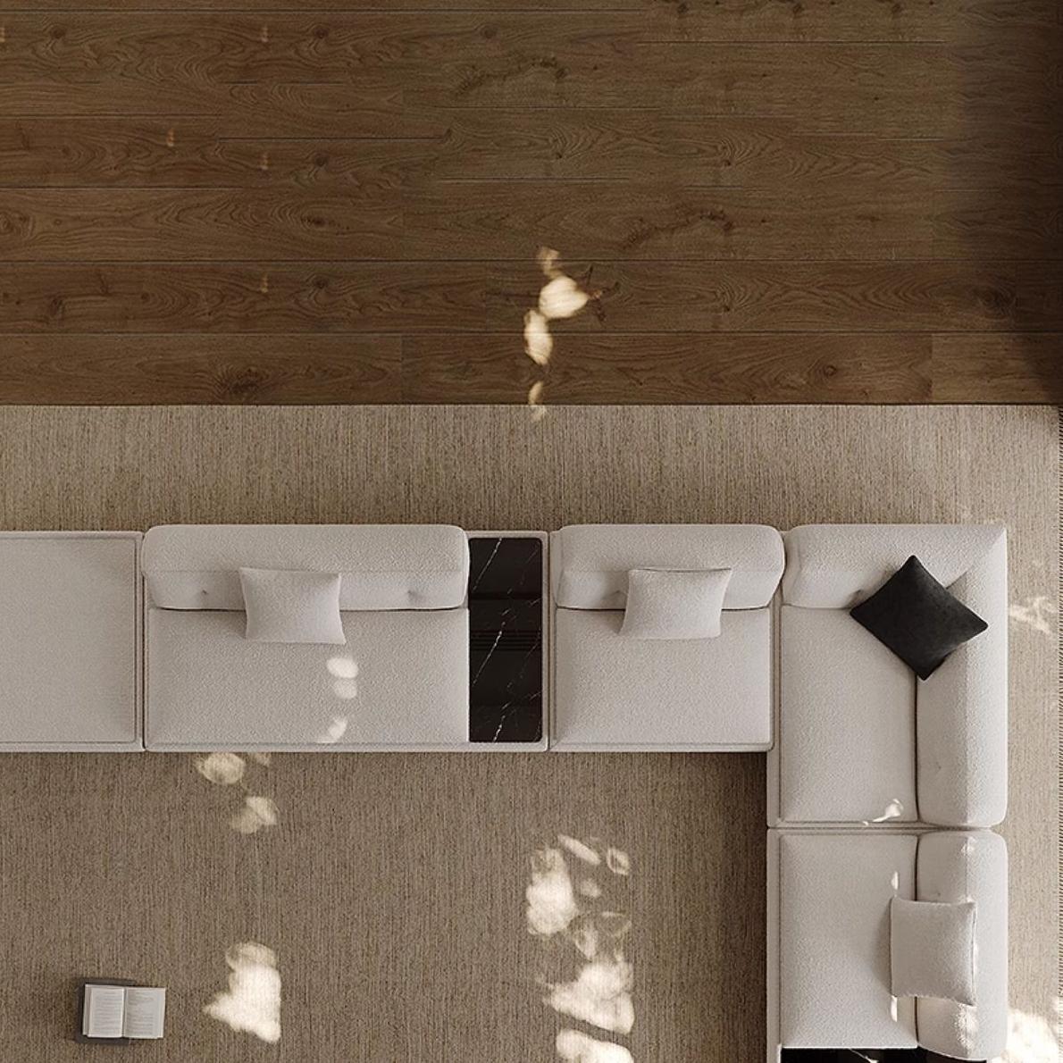 Silver Moon Boucle L-Shaped Sectional Sofa