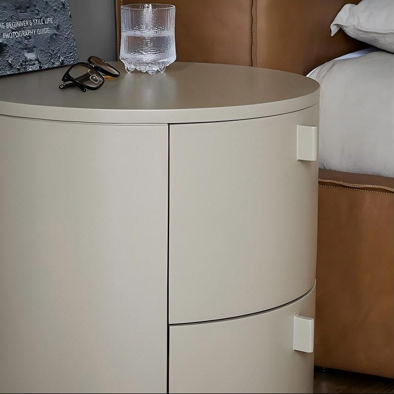 Cream Cylinder Nightstand