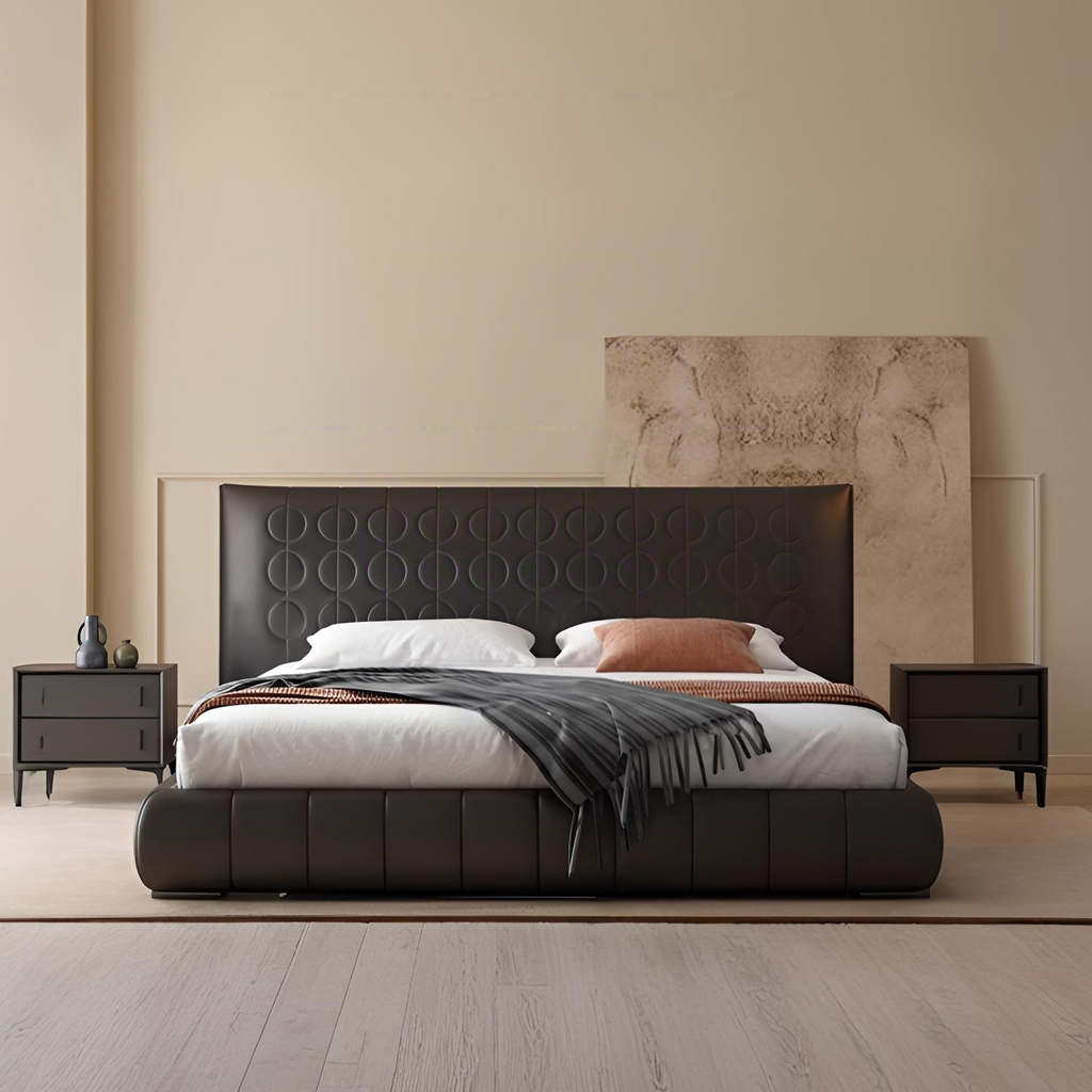 Dark Rum Leather Bed