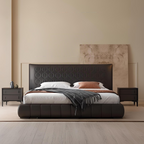 Dark Rum Leather Bed