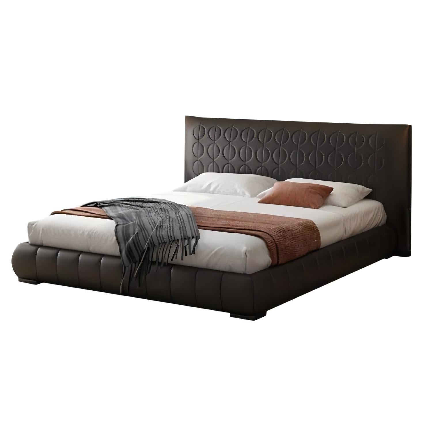 Dark Rum Leather Bed