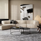 Almond Cream Curved Sectional Sofa