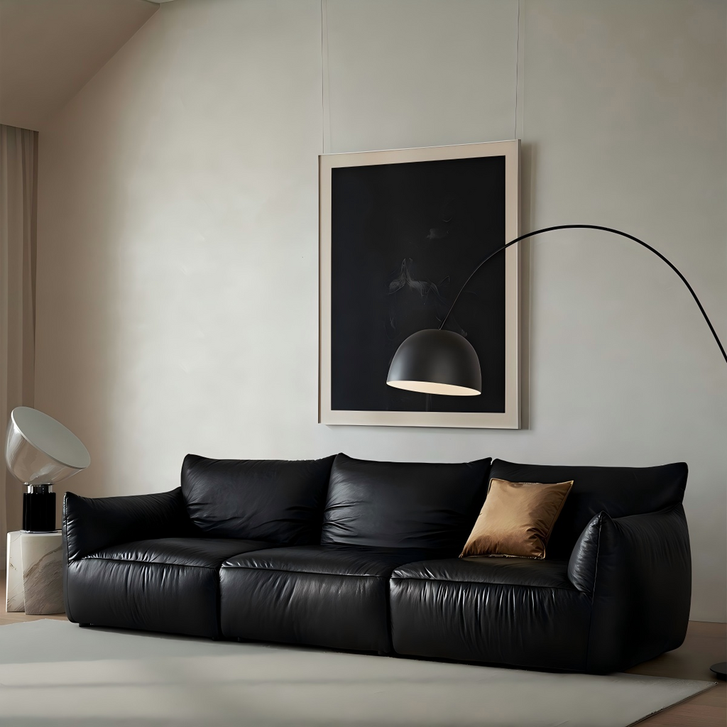 Croissant Noir Top Grain Leather Sofa