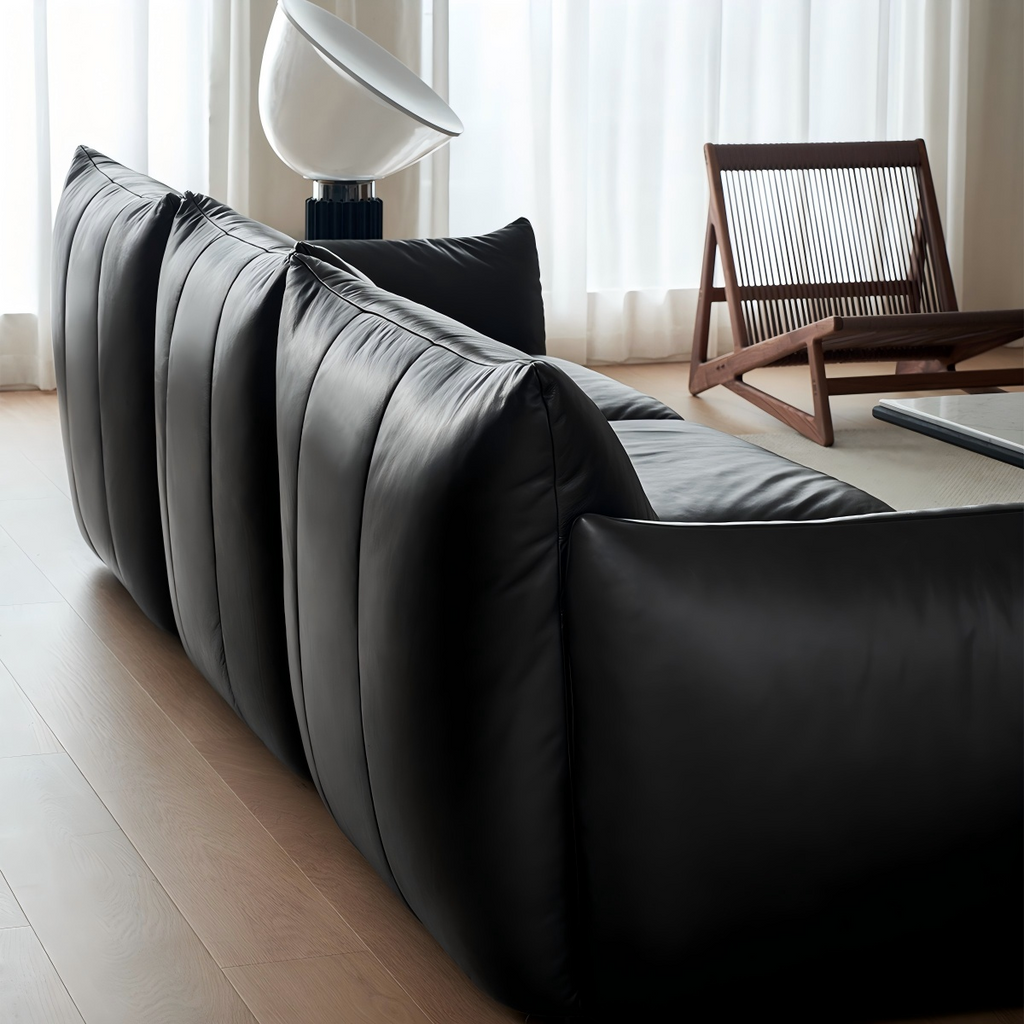 Croissant Noir Top Grain Leather Sofa