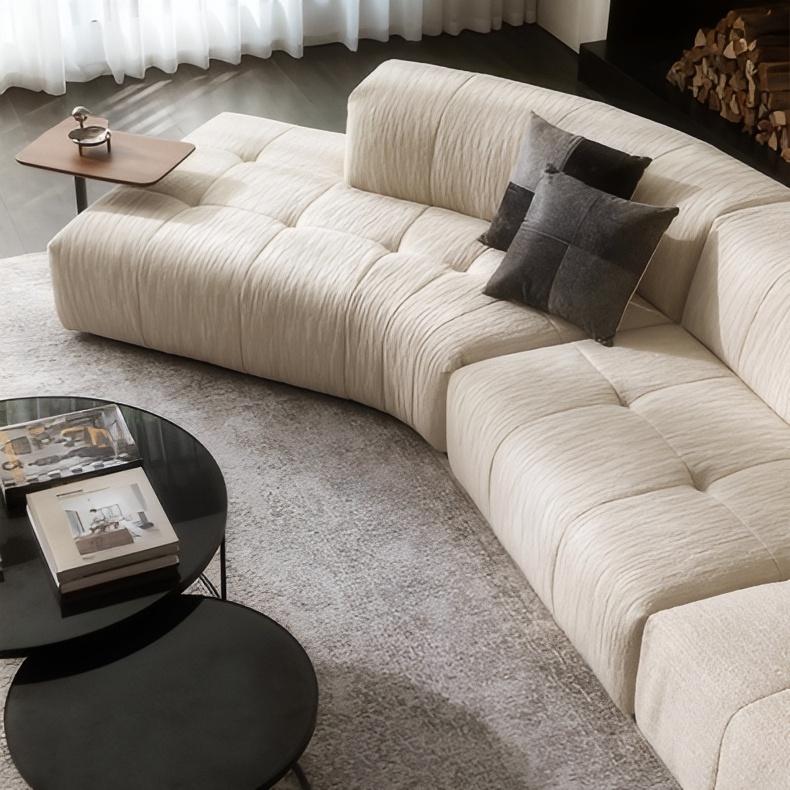 Almond Cream Curved Sectional Sofa