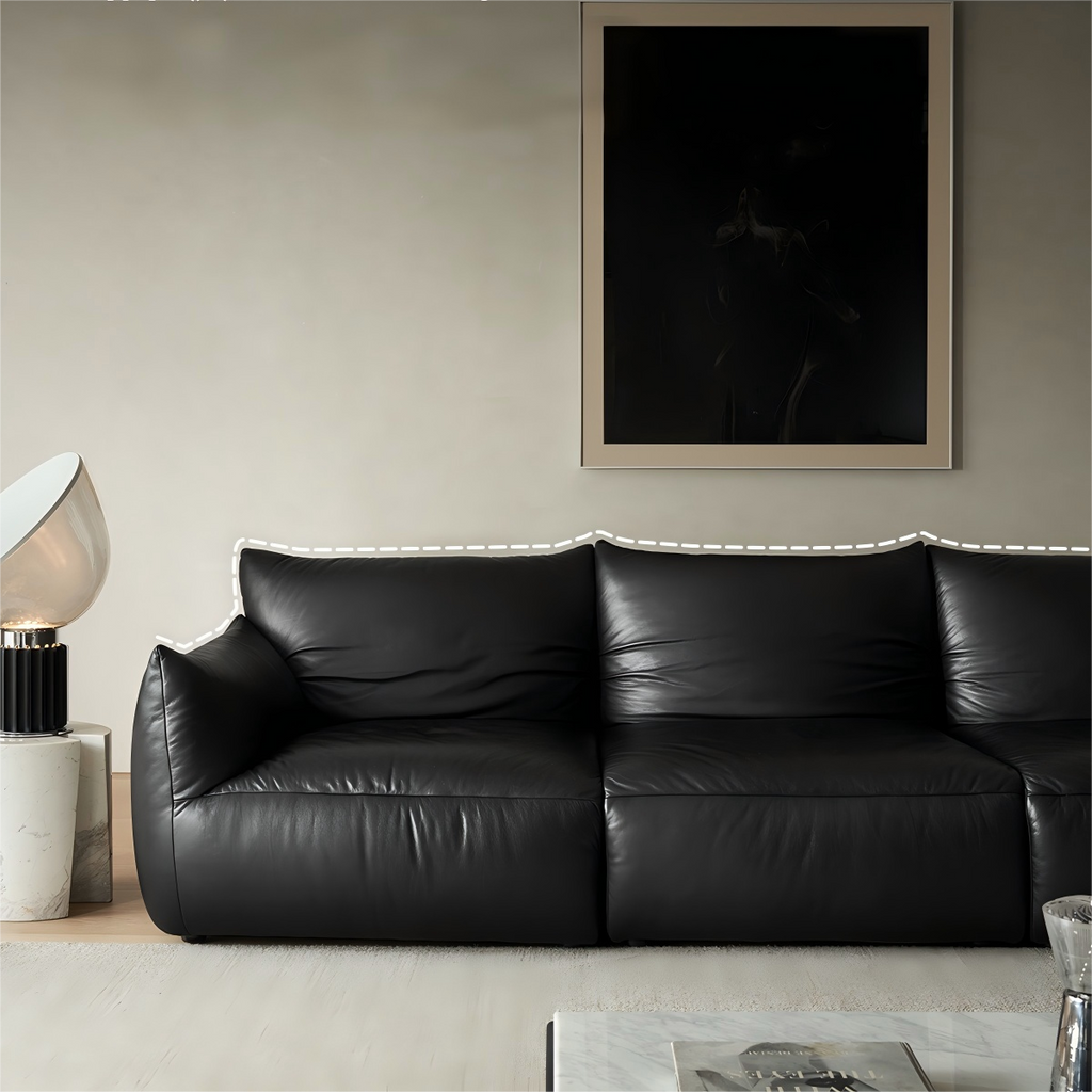 Croissant Noir Top Grain Leather Sofa