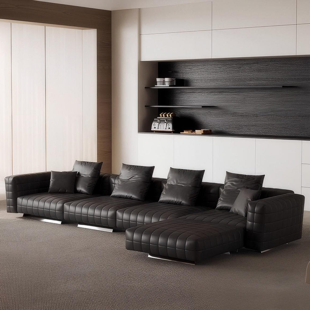 Matrix Top Grain Leather Sofa with Ottoman