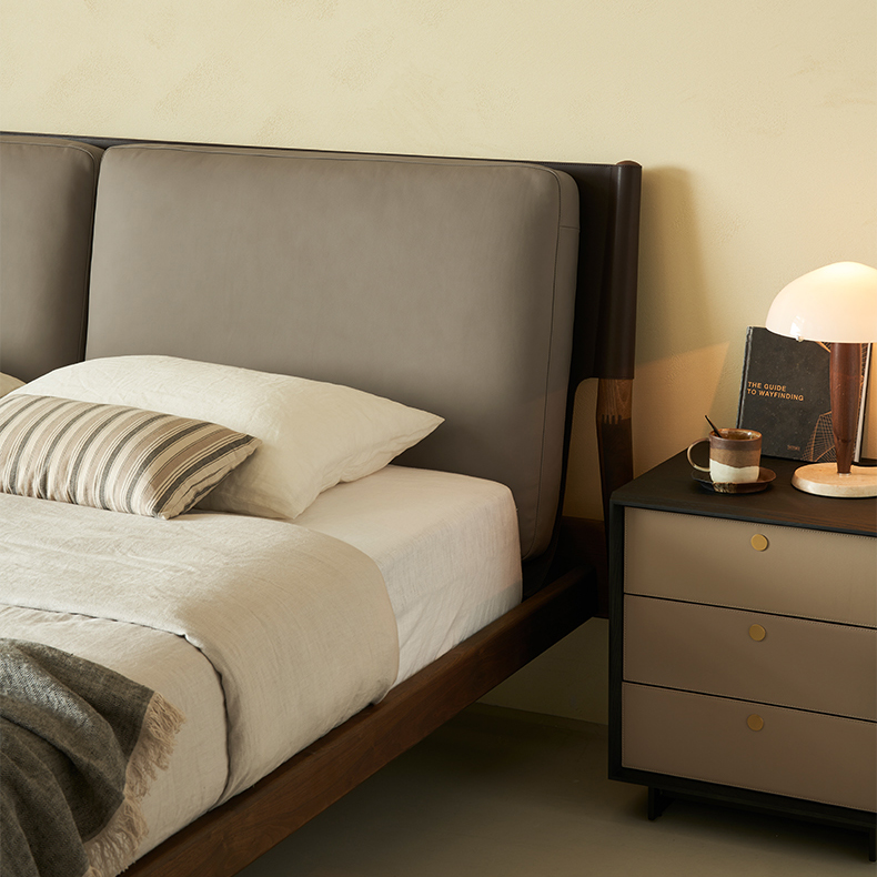 Truffle Cream Leather Bed