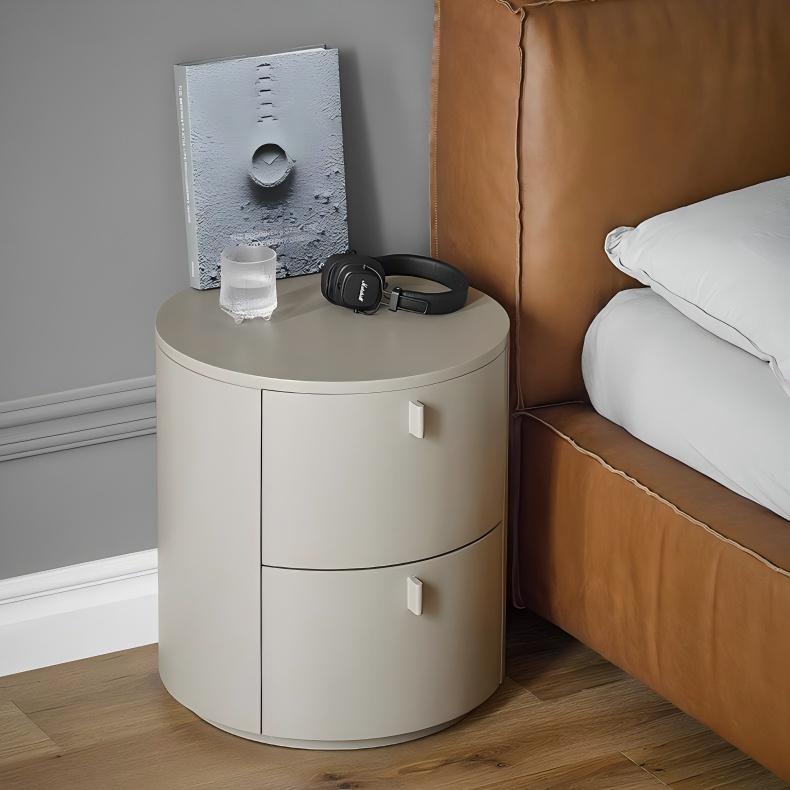 Cream Cylinder Nightstand