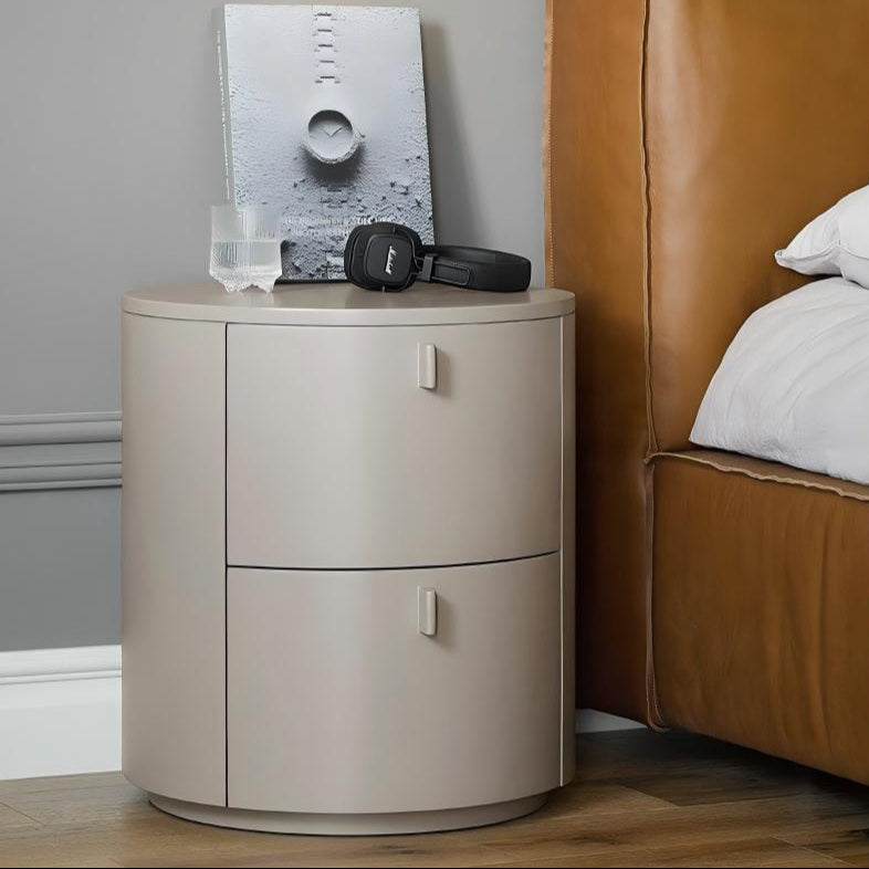 Cream Cylinder Nightstand