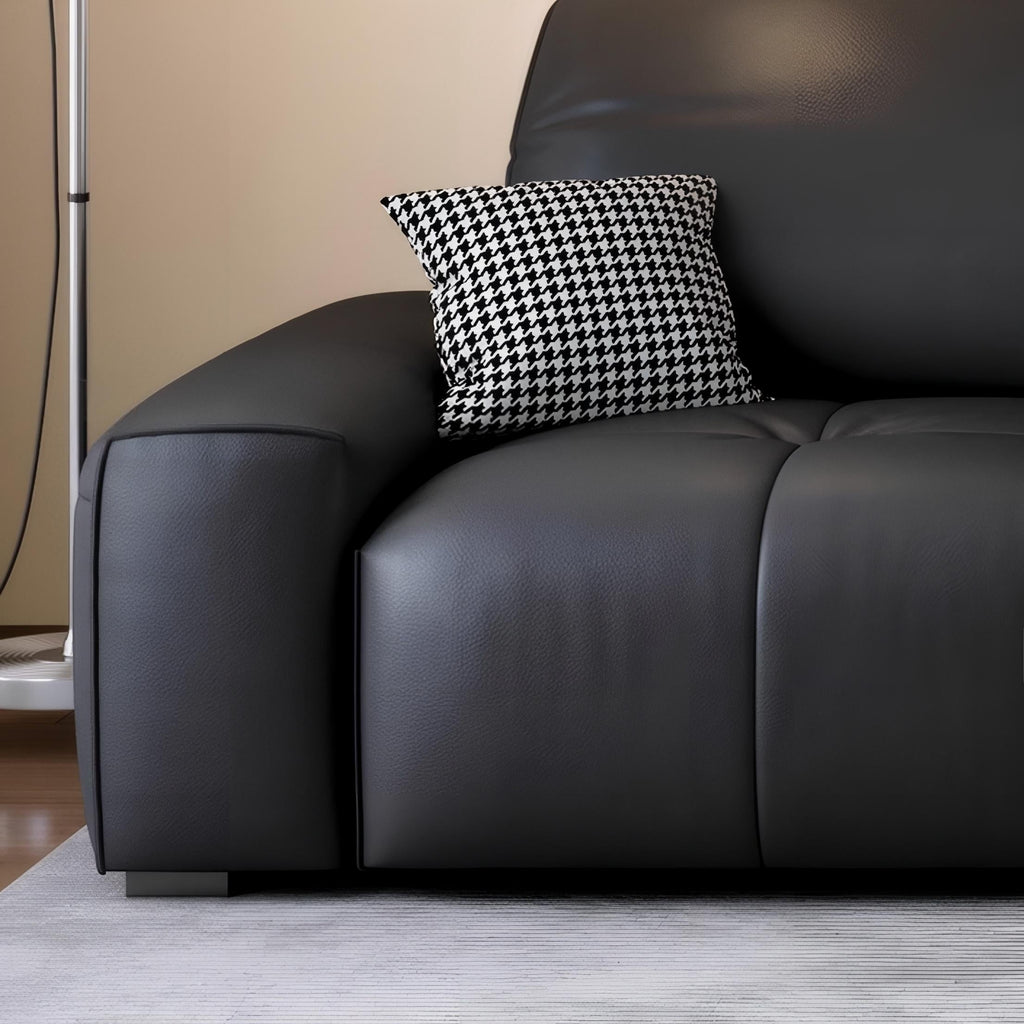 Nero Black Recliner Leather Lounge Sofa