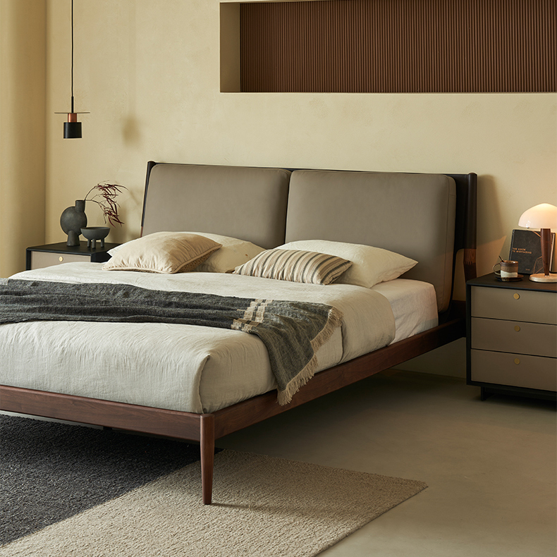 Truffle Cream Leather Bed