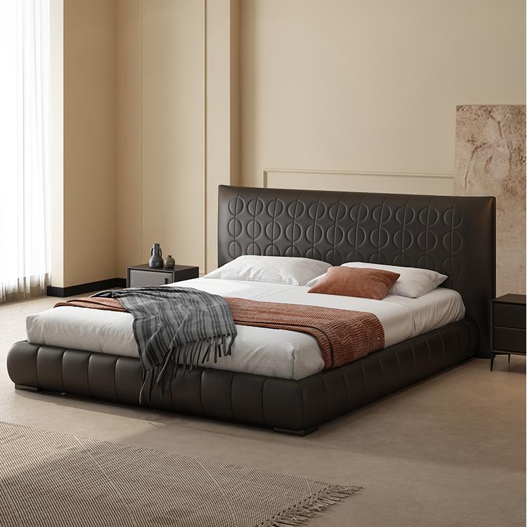 Dark Rum Leather Bed