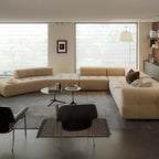 Almond Cream Curved Sectional Sofa