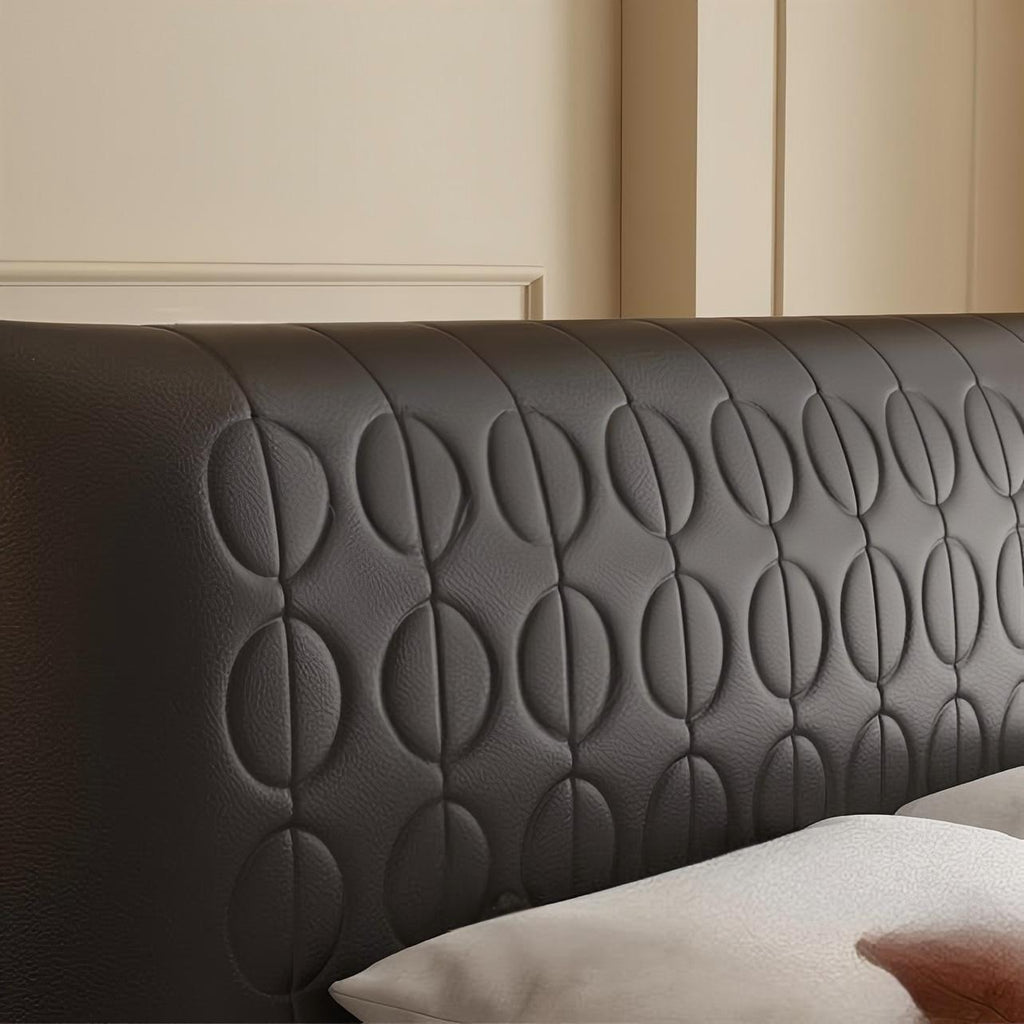 Dark Rum Leather Bed