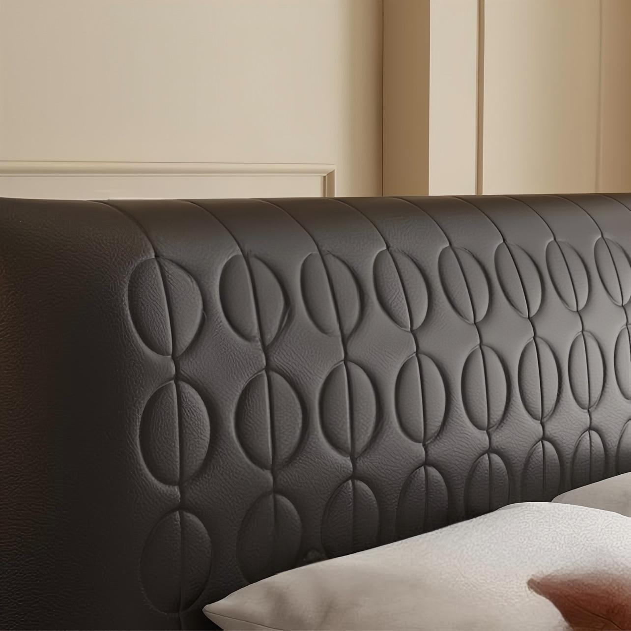 Dark Rum Leather Bed