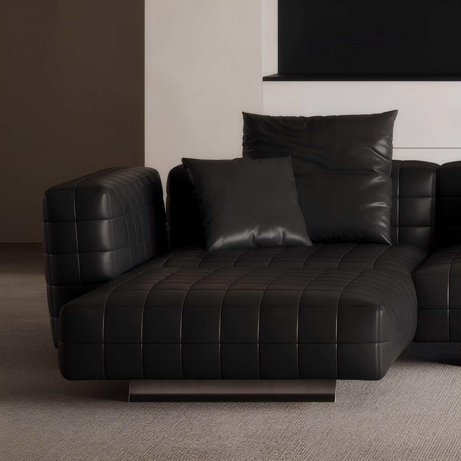 Matrix Top Grain Leather Sofa with Ottoman