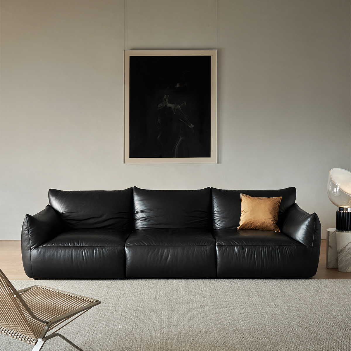 Croissant Noir Top Grain Leather Sofa