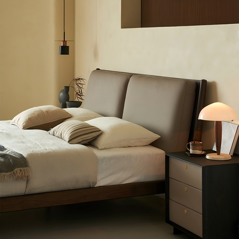 Truffle Cream Leather Bed