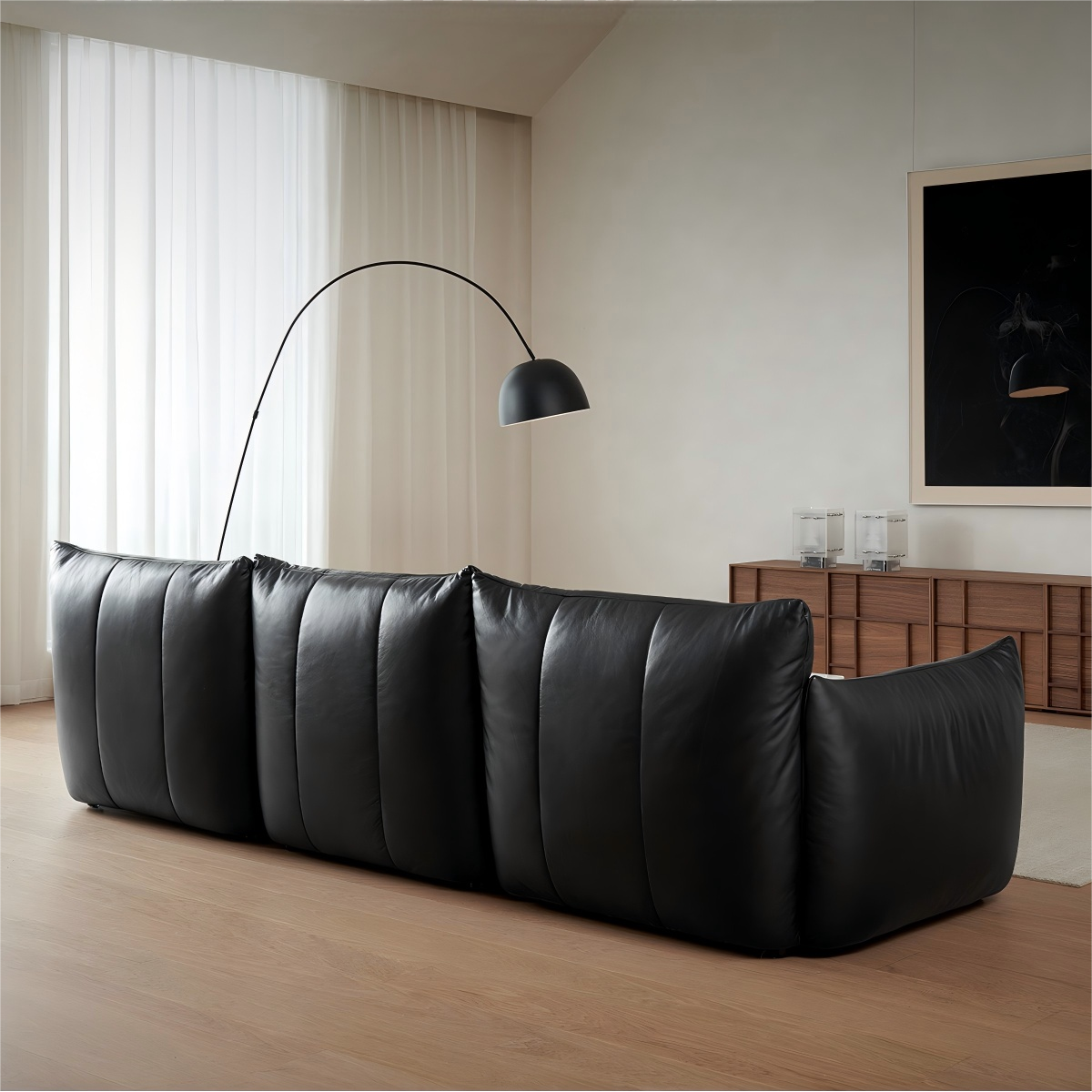 Croissant Noir Top Grain Leather Sofa