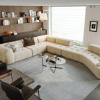 Almond Cream Curved Sectional Sofa
