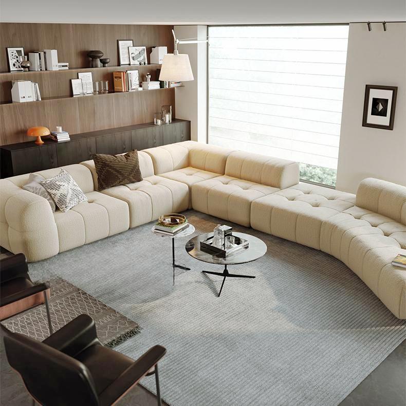 Almond Cream Curved Sectional Sofa