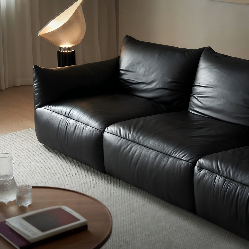 Croissant Noir Top Grain Leather Sofa