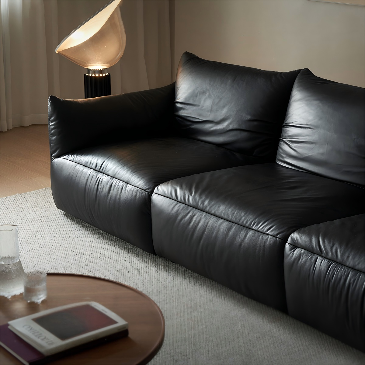 Croissant Noir Top Grain Leather Sofa