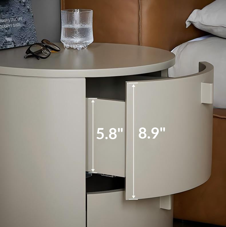 Cream Cylinder Nightstand