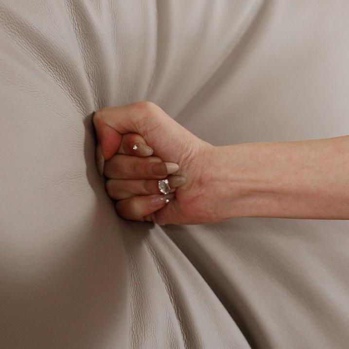 Butter Puff Leather Bed